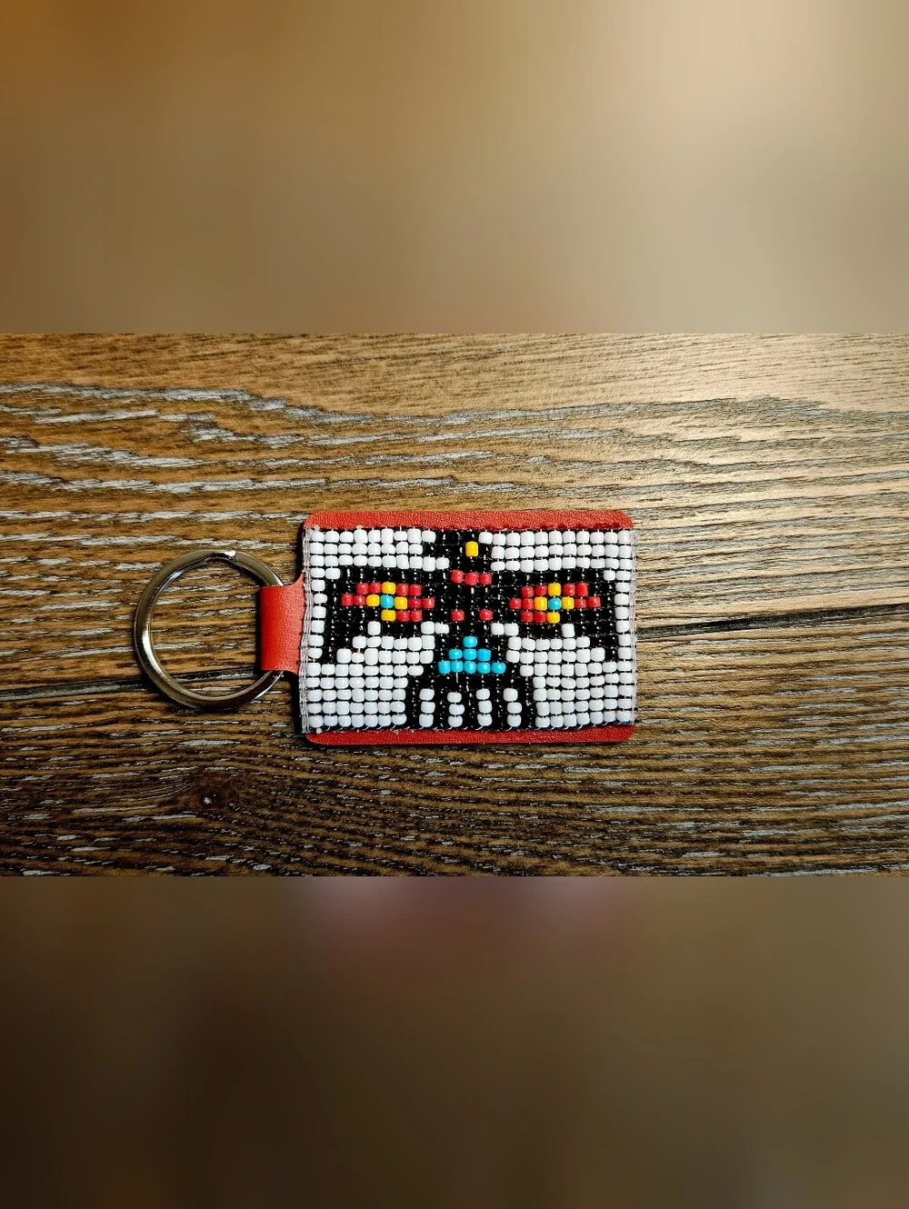 Beaded Thunderbird Keychains - Set of 3 (Turquoise, Gold, White)